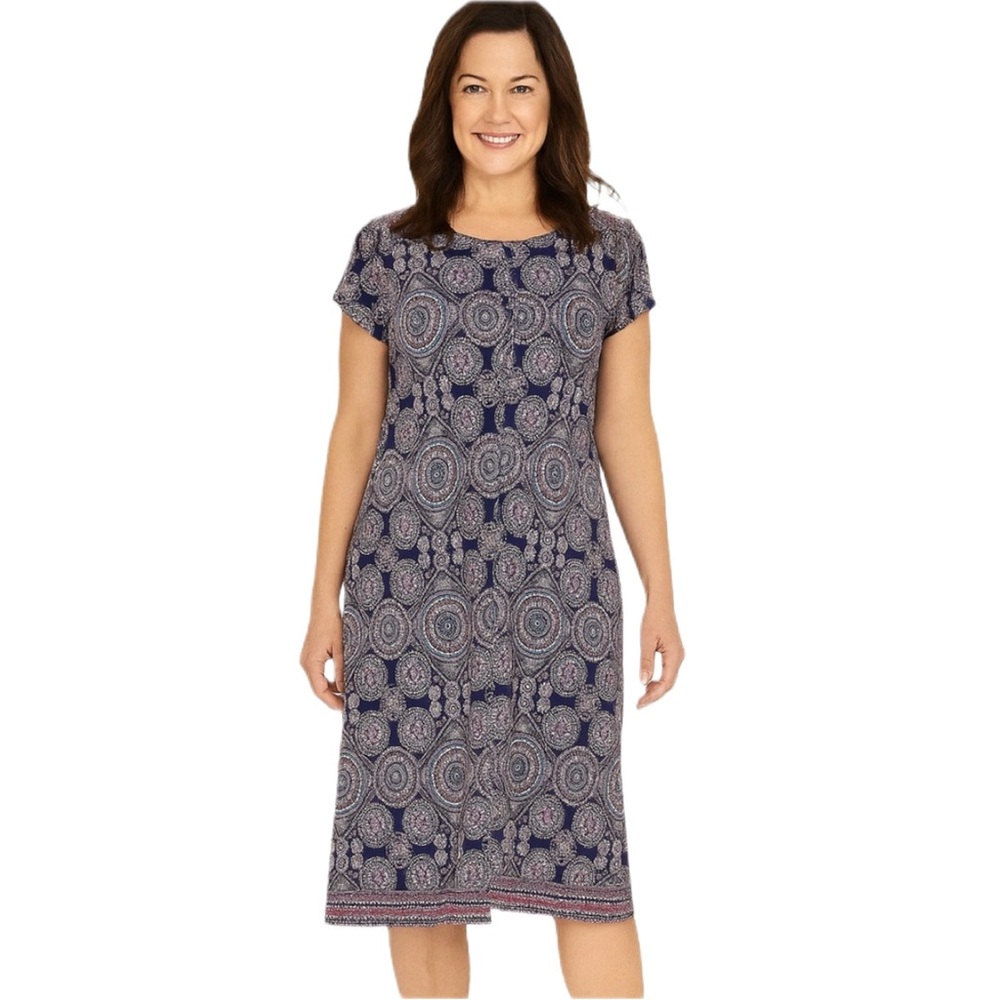 Liz Claiborne Short Sleeve Patterned Sheath Dress Size 12